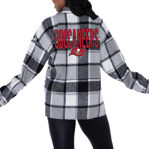 Tampa Bay Buccaneers Women Plaid Button-Up Overshirt SPTWPBU025