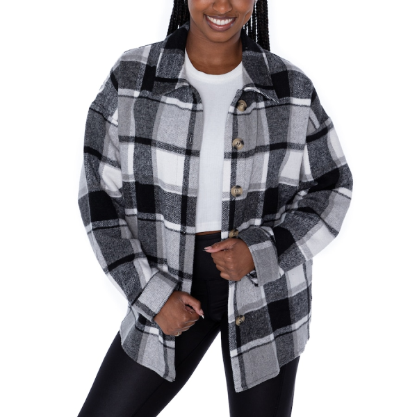New York Jets Women Plaid Button-Up Overshirt SPTWPBU027 - Image 2