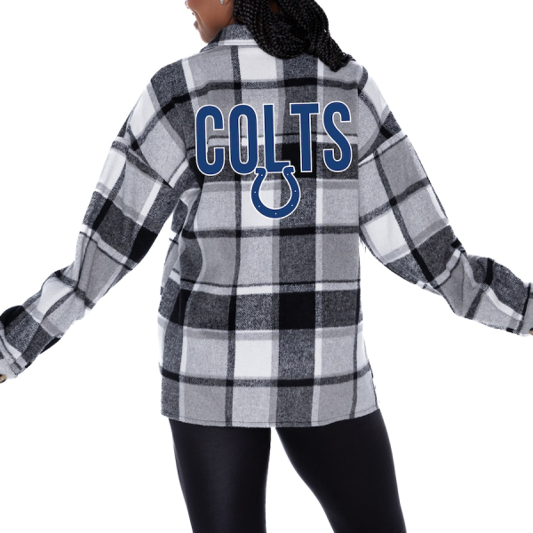 Indianapolis Colts Women Plaid Button-Up Overshirt SPTWPBU028