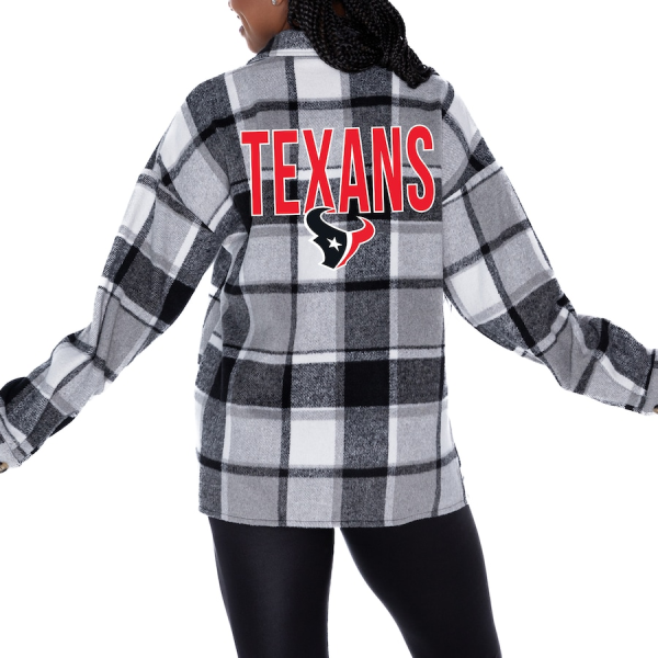 Houston Texans Women Plaid Button-Up Overshirt SPTWPBU032