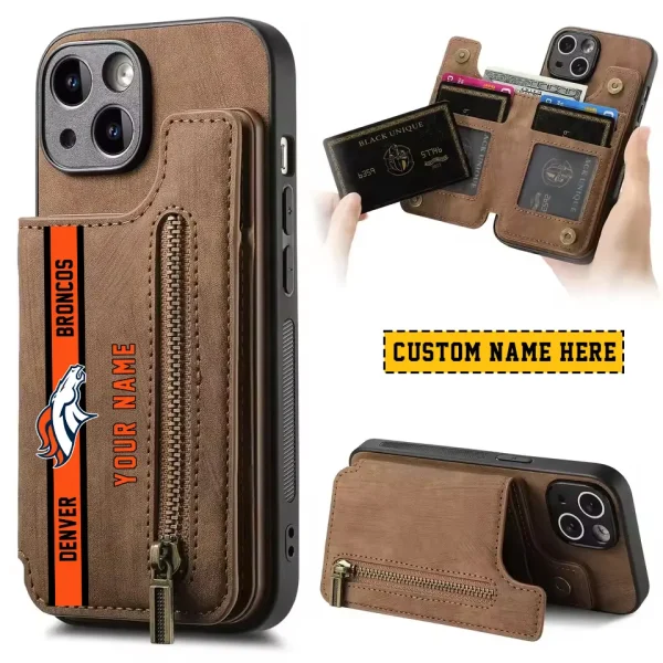 Denver Broncos Zipper Cards Solt Wallet Leather Case New 2025 SPTZCSWLC076