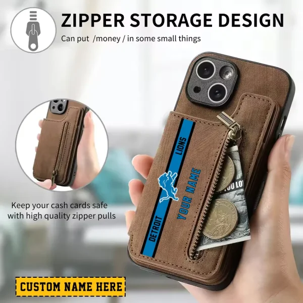 Detroit Lions Zipper Cards Solt Wallet Leather Case New 2025 SPTZCSWLC077 - Image 2