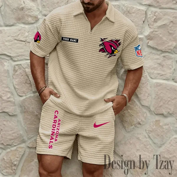 Arizona Cardinals Men's Waffle Knit Short Sleeve Slim Fit Soft Summer And Shorts BSPTWHZSS248 - Image 3