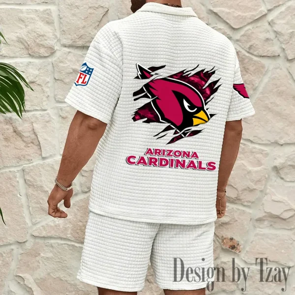 Arizona Cardinals Men's Waffle Knit Short Sleeve Slim Fit Soft Summer And Shorts BSPTWHZSS248 - Image 5