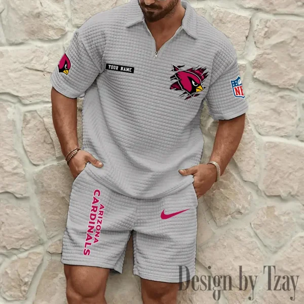 Arizona Cardinals Men's Waffle Knit Short Sleeve Slim Fit Soft Summer And Shorts BSPTWHZSS248 - Image 6