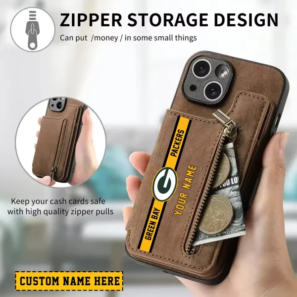Green Bay Packers Zipper Cards Solt Wallet Leather Case New 2025 SPTZCSWLC078 - Image 2