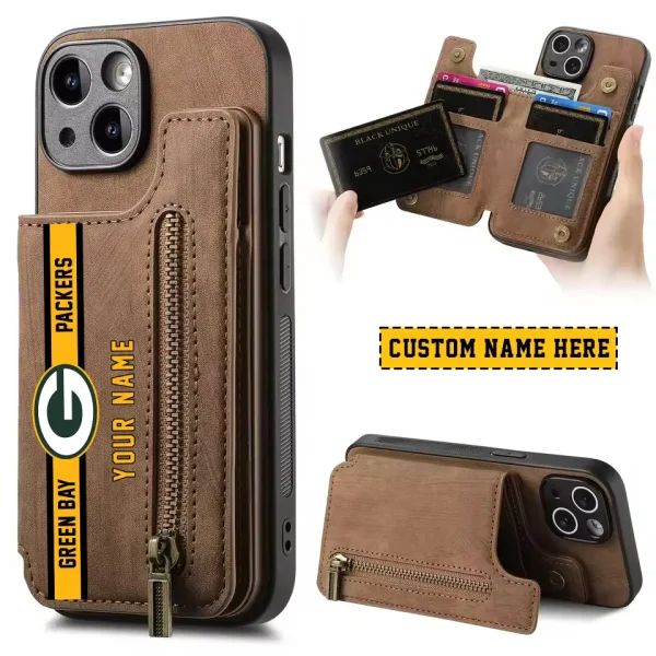 Green Bay Packers Zipper Cards Solt Wallet Leather Case New 2025 SPTZCSWLC078