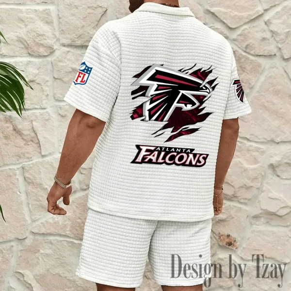 Atlanta Falcons Men's Waffle Knit Short Sleeve Slim Fit Soft Summer And Shorts BSPTWHZSS249 - Image 5