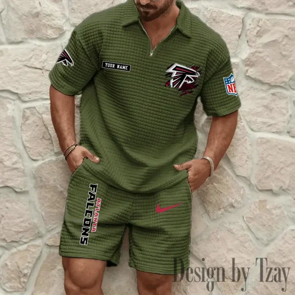 Atlanta Falcons Men's Waffle Knit Short Sleeve Slim Fit Soft Summer And Shorts BSPTWHZSS249