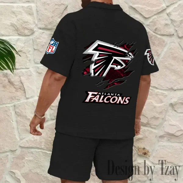 Atlanta Falcons Men's Waffle Knit Short Sleeve Slim Fit Soft Summer And Shorts BSPTWHZSS249 - Image 3