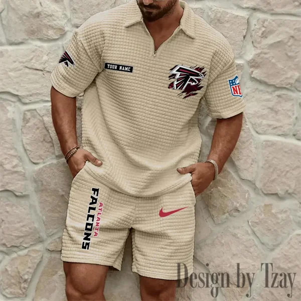 Atlanta Falcons Men's Waffle Knit Short Sleeve Slim Fit Soft Summer And Shorts BSPTWHZSS249 - Image 7