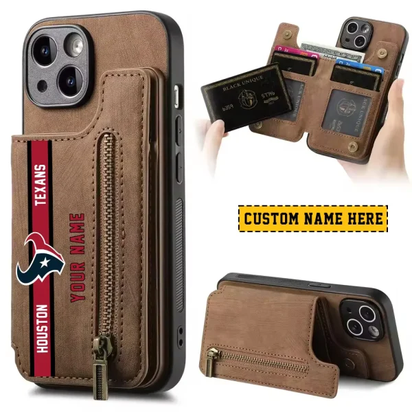 Houston Texans Zipper Cards Solt Wallet Leather Case New 2025 SPTZCSWLC079