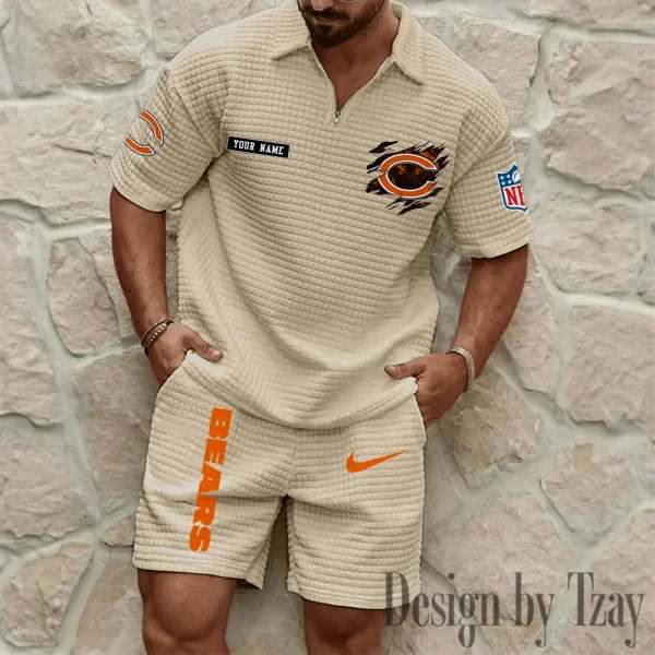 Chicago Bears Men's Waffle Knit Short Sleeve Slim Fit Soft Summer And Shorts BSPTWHZSS253