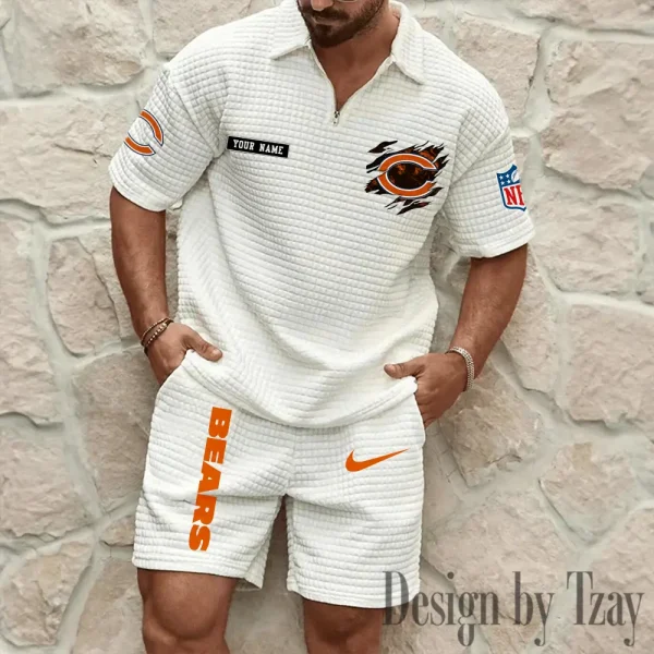 Chicago Bears Men's Waffle Knit Short Sleeve Slim Fit Soft Summer And Shorts BSPTWHZSS253 - Image 4