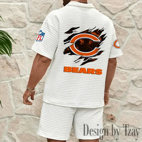 Chicago Bears Men's Waffle Knit Short Sleeve Slim Fit Soft Summer And Shorts BSPTWHZSS253 - Image 5