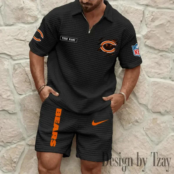 Chicago Bears Men's Waffle Knit Short Sleeve Slim Fit Soft Summer And Shorts BSPTWHZSS253 - Image 6