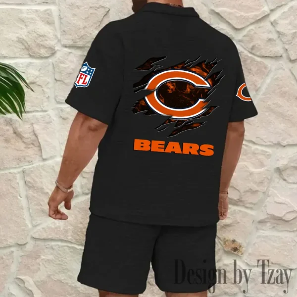 Chicago Bears Men's Waffle Knit Short Sleeve Slim Fit Soft Summer And Shorts BSPTWHZSS253 - Image 7