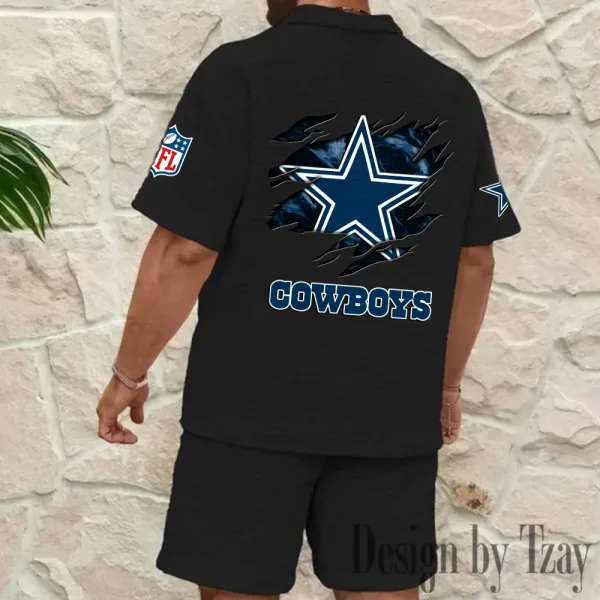 Dallas Cowboys Men's Waffle Knit Short Sleeve Slim Fit Soft Summer And Shorts BSPTWHZSS256 - Image 3