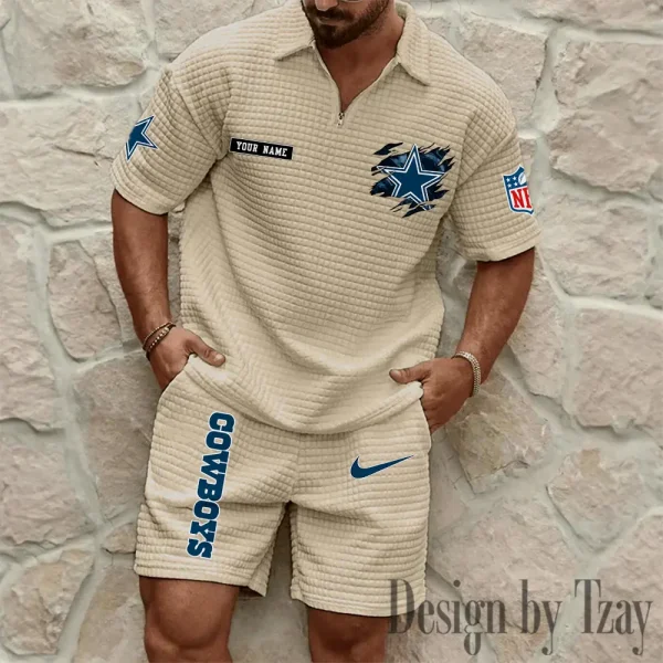 Dallas Cowboys Men's Waffle Knit Short Sleeve Slim Fit Soft Summer And Shorts BSPTWHZSS256