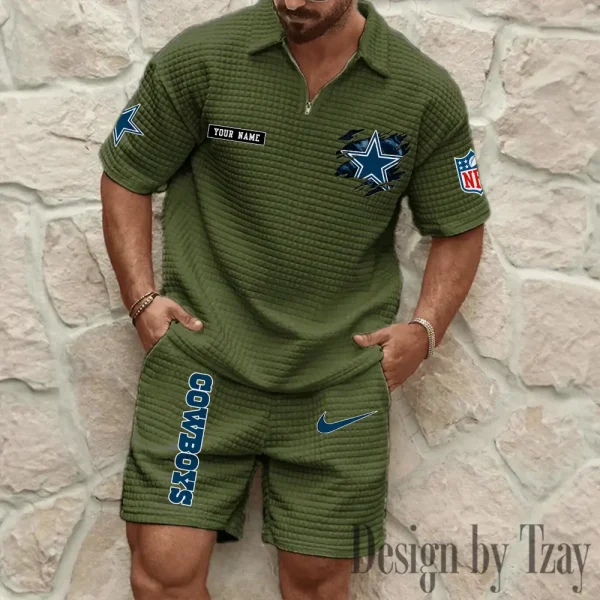 Dallas Cowboys Men's Waffle Knit Short Sleeve Slim Fit Soft Summer And Shorts BSPTWHZSS256 - Image 7