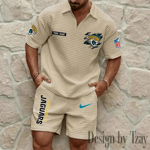 Jacksonville Jaguars Men's Waffle Knit Short Sleeve Slim Fit Soft Summer And Shorts BSPTWHZSS262 - Image 7