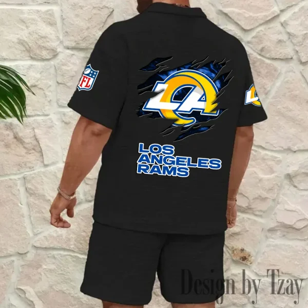 Los Angeles Rams Men's Waffle Knit Short Sleeve Slim Fit Soft Summer And Shorts BSPTWHZSS266 - Image 3