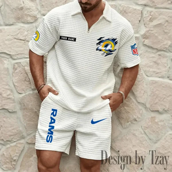 Los Angeles Rams Men's Waffle Knit Short Sleeve Slim Fit Soft Summer And Shorts BSPTWHZSS266 - Image 4