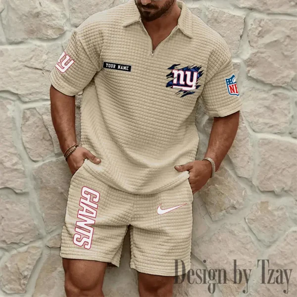 New York Giants Men's Waffle Knit Short Sleeve Slim Fit Soft Summer And Shorts BSPTWHZSS271 - Image 6