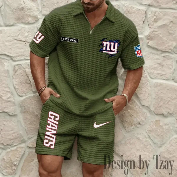 New York Giants Men's Waffle Knit Short Sleeve Slim Fit Soft Summer And Shorts BSPTWHZSS271 - Image 7
