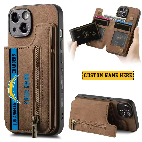 Los Angeles Chargers Zipper Cards Solt Wallet Leather Case New 2025 SPTZCSWLC084