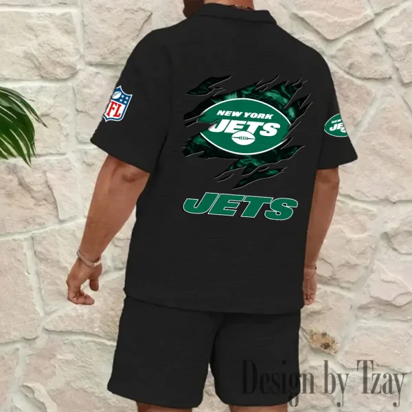 New York Jets Men's Waffle Knit Short Sleeve Slim Fit Soft Summer And Shorts BSPTWHZSS272 - Image 5