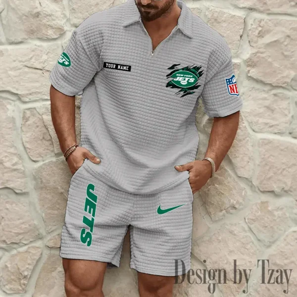 New York Jets Men's Waffle Knit Short Sleeve Slim Fit Soft Summer And Shorts BSPTWHZSS272 - Image 6