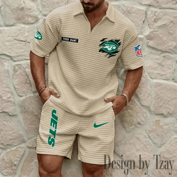 New York Jets Men's Waffle Knit Short Sleeve Slim Fit Soft Summer And Shorts BSPTWHZSS272 - Image 7