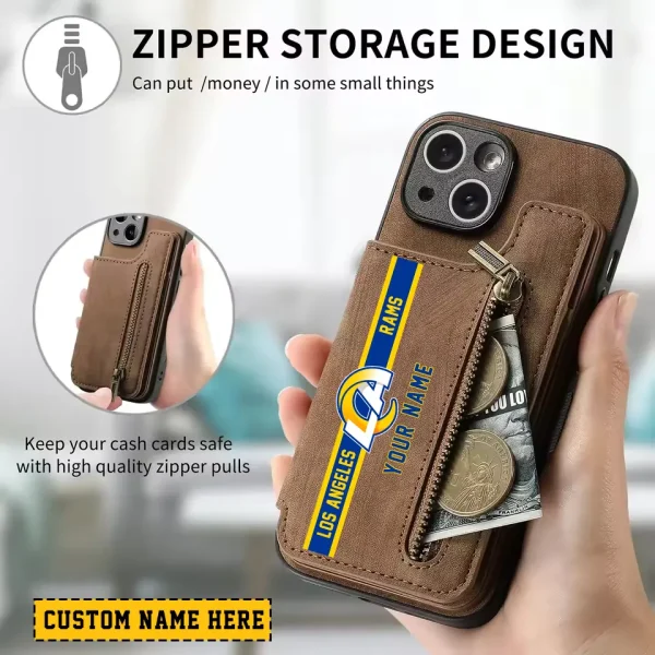 Los Angeles Rams Zipper Cards Solt Wallet Leather Case New 2025 SPTZCSWLC085 - Image 2