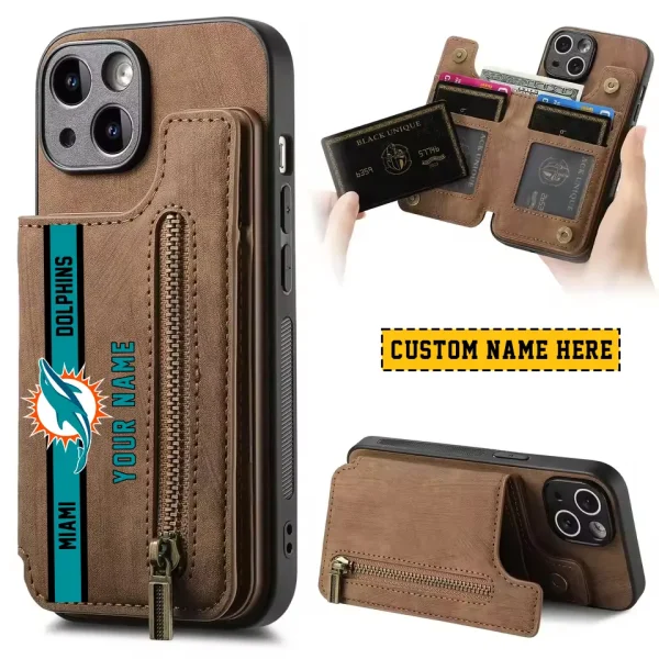 Miami Dolphins Zipper Cards Solt Wallet Leather Case New 2025 SPTZCSWLC086