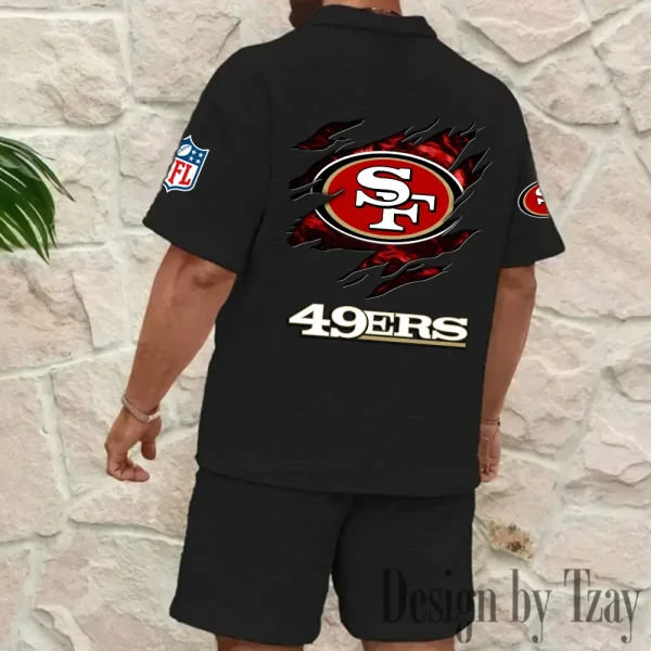 San Francisco 49ers Men's Waffle Knit Short Sleeve Slim Fit Soft Summer And Shorts BSPTWHZSS275 - Image 6