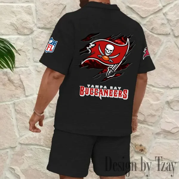 Tampa Bay Buccaneers Men's Waffle Knit Short Sleeve Slim Fit Soft Summer And Shorts BSPTWHZSS277 - Image 2