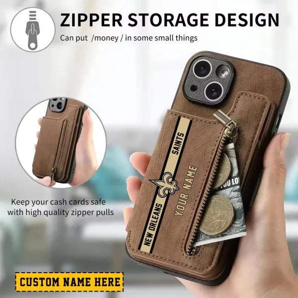 New Orleans Saints Zipper Cards Solt Wallet Leather Case New 2025 SPTZCSWLC089 - Image 2