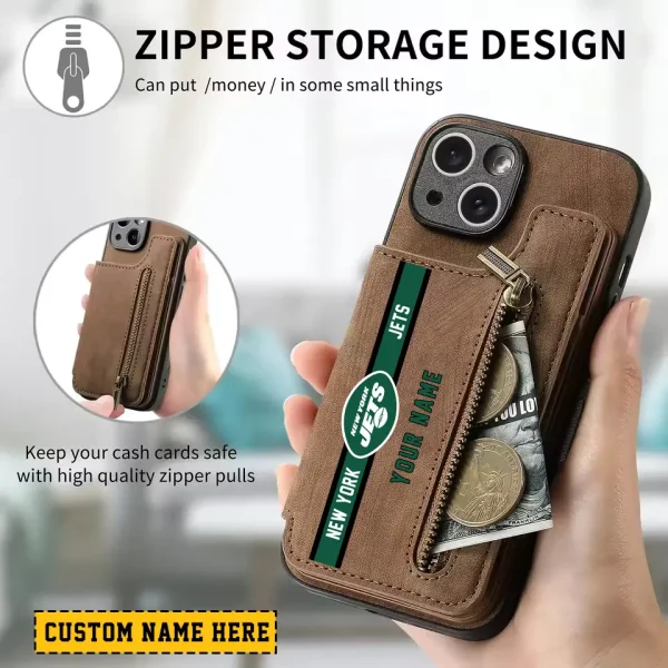 New York Jets Zipper Cards Solt Wallet Leather Case New 2025 SPTZCSWLC091 - Image 2
