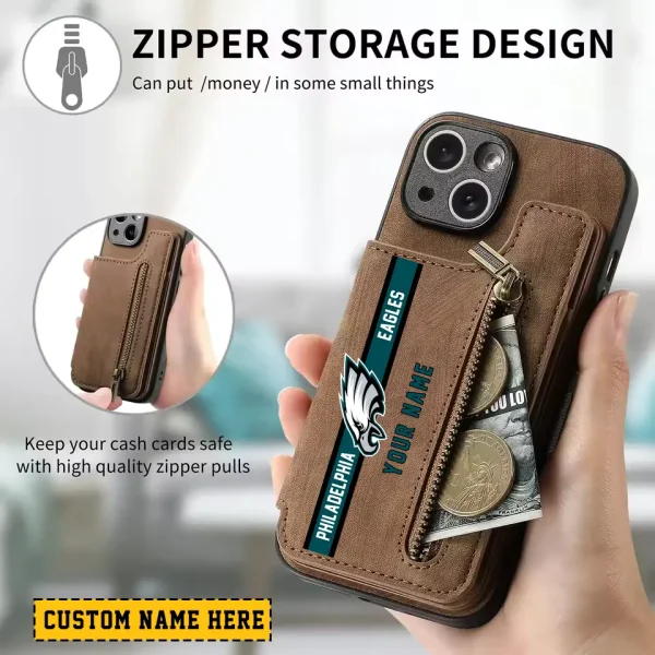 Philadelphia Eagles Zipper Cards Solt Wallet Leather Case New 2025 SPTZCSWLC092 - Image 2