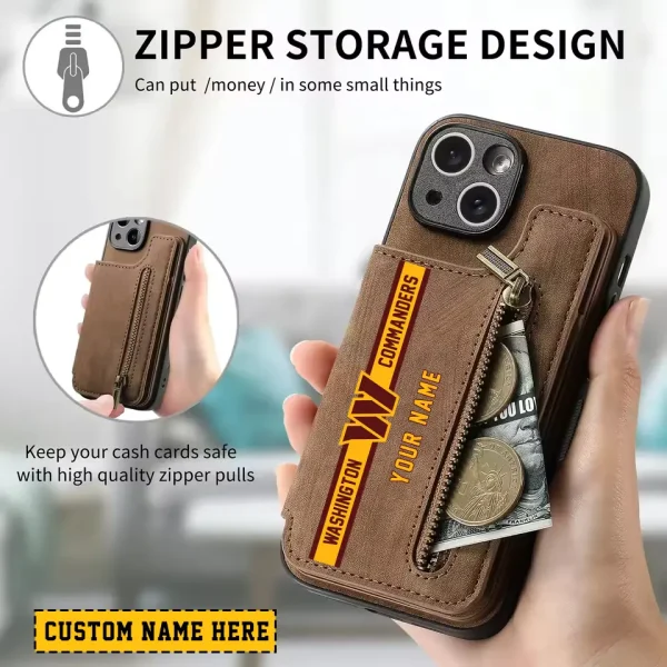 Washington Commanders Zipper Cards Solt Wallet Leather Case New 2025 SPTZCSWLC095 - Image 2