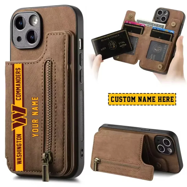 Washington Commanders Zipper Cards Solt Wallet Leather Case New 2025 SPTZCSWLC095