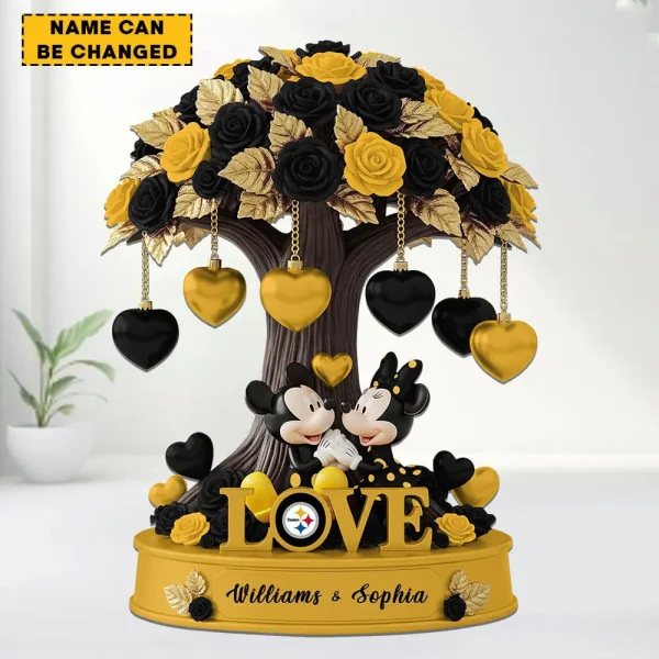 Pittsburgh Steelers Mickey Flowers Tree Acrylic Block SPTFTAB004 - Image 2