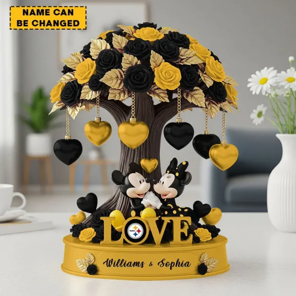 Pittsburgh Steelers Mickey Flowers Tree Acrylic Block SPTFTAB004