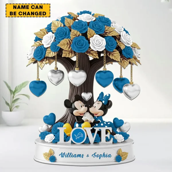 Detroit Lions Mickey Flowers Tree Acrylic Block SPTFTAB008 - Image 2