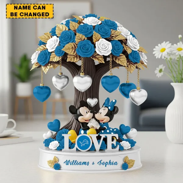 Detroit Lions Mickey Flowers Tree Acrylic Block SPTFTAB008