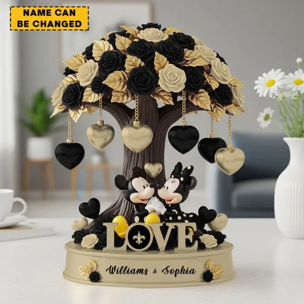 New Orleans Saints Mickey Flowers Tree Acrylic Block SPTFTAB009