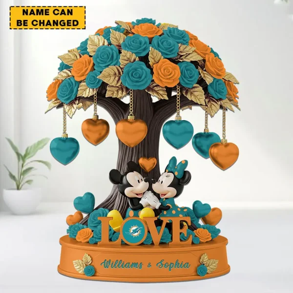 Miami Dolphins Mickey Flowers Tree Acrylic Block SPTFTAB010 - Image 2