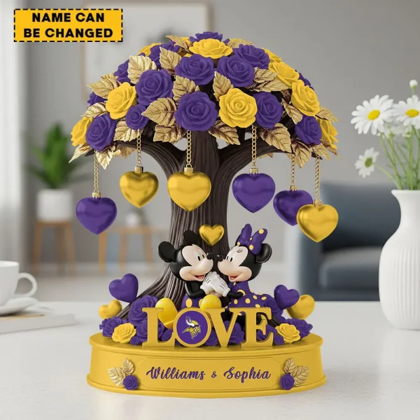 Minnesota Vikings Mickey Flowers Tree Acrylic Block SPTFTAB015