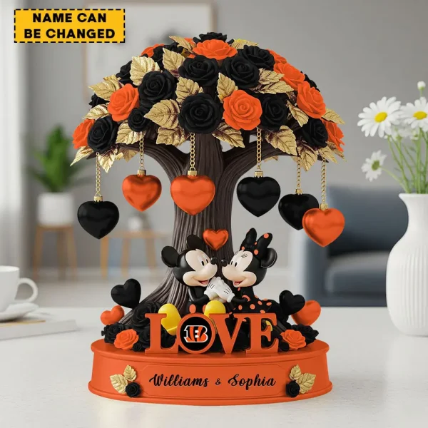 Cincinnati Bengals Mickey Flowers Tree Acrylic Block SPTFTAB018